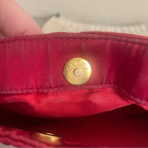 Gucci Red Satin Bamboo Crossbody Bag - Picture 9 of 15